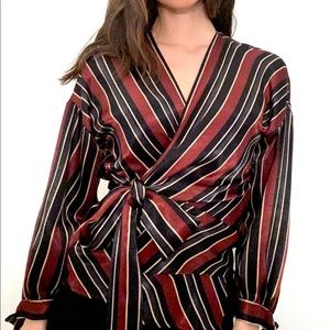 Zara silky long sleeve wrap top